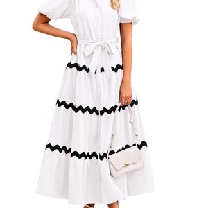 Casual White Maxi Women's Dress With Detail